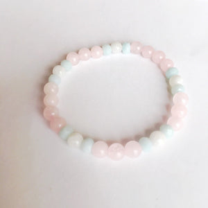 Amazonite, Rose Quartz & Moonstone Bracelet