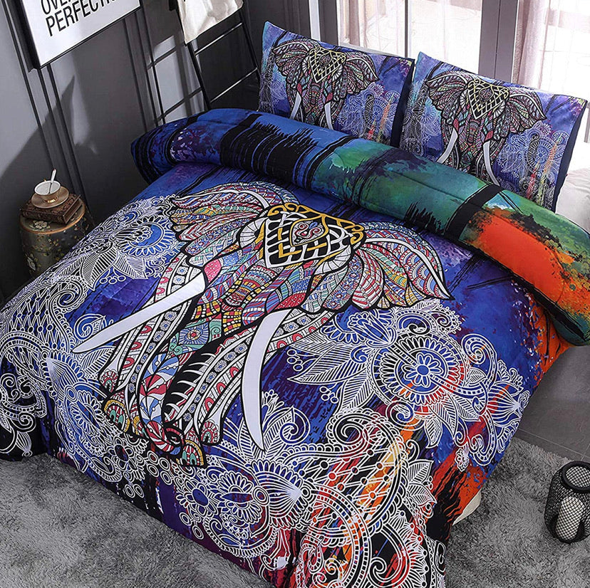 Bohemian Indian Elephant Bed Set